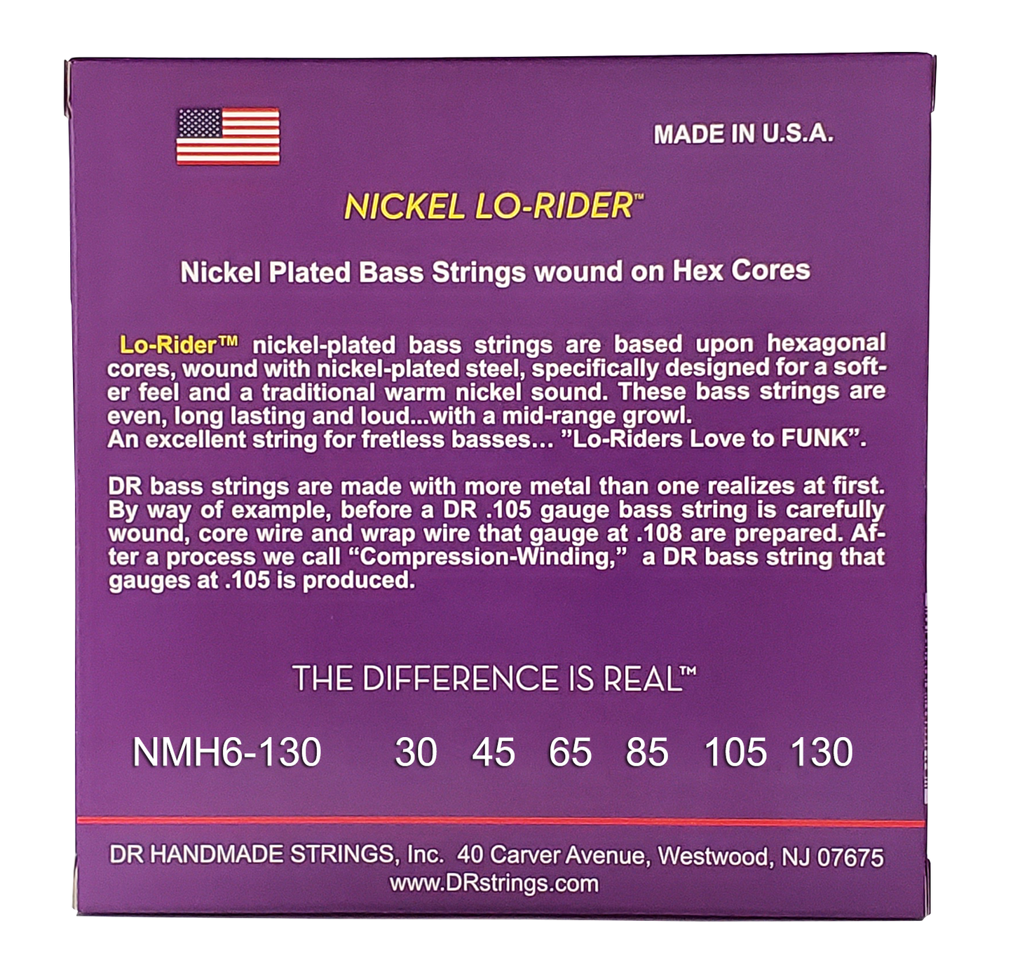 DR NMH6-130 Nickel LO-RIDER Bass Strings, 6 str 30-130