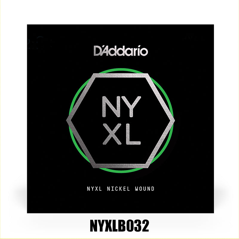 D'Addario NYXLB032, NYXL Nickel Wound Bass Guitar Single String, Long Scale, .032