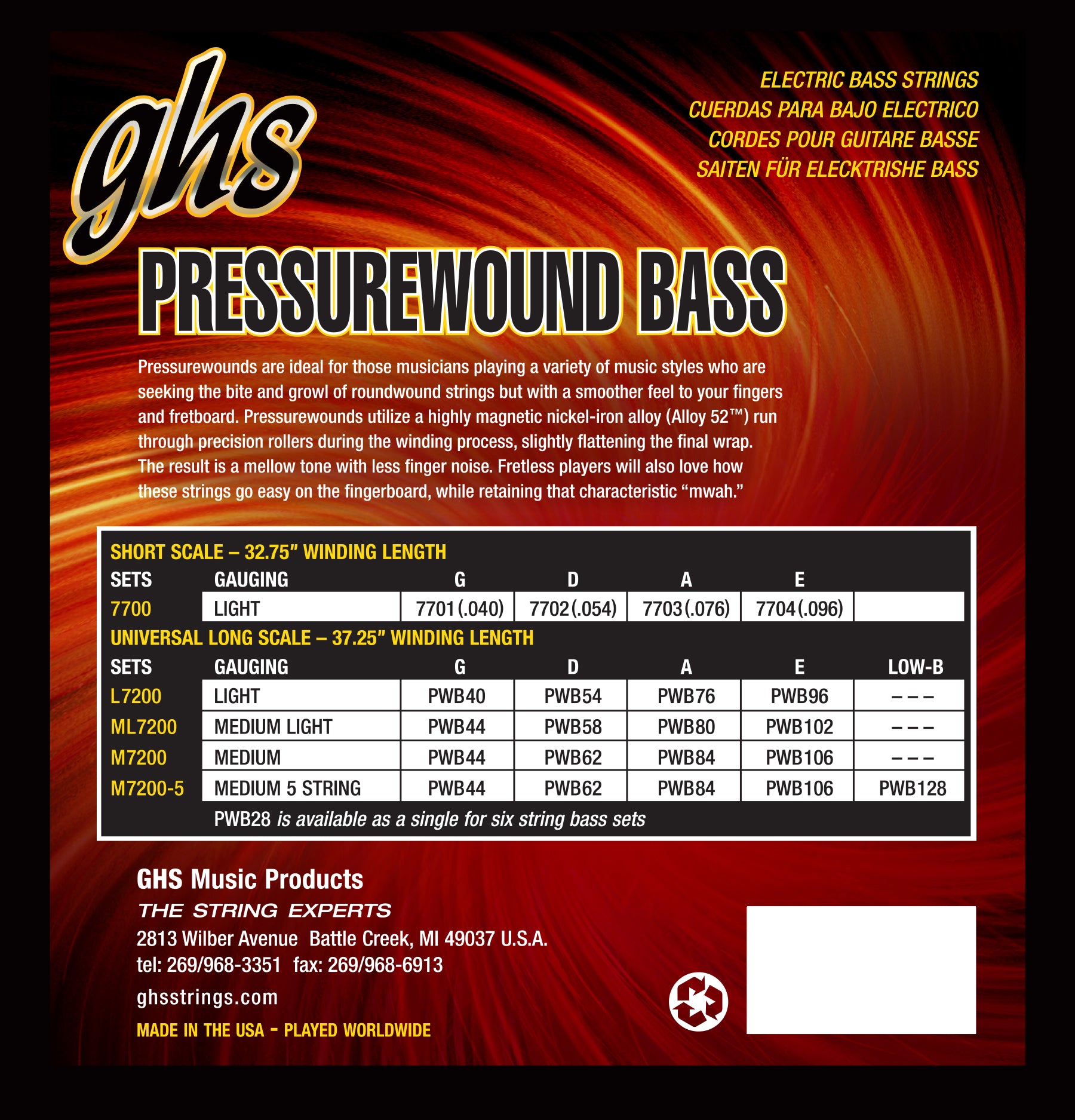 Ghs pressurewound bass deals strings